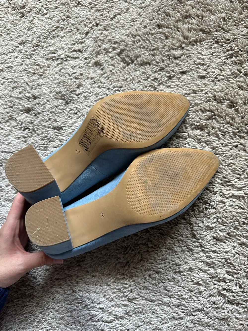 H&M Classic Pointed Toe Block Heel Pumps - Light Blue
